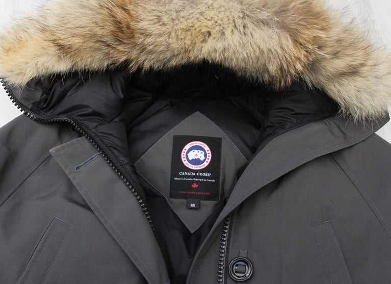 Gray parka with fur hood and Canada Goose label- Canada Goose Chilliwack Bomber Women's Winter Hooded Jacket