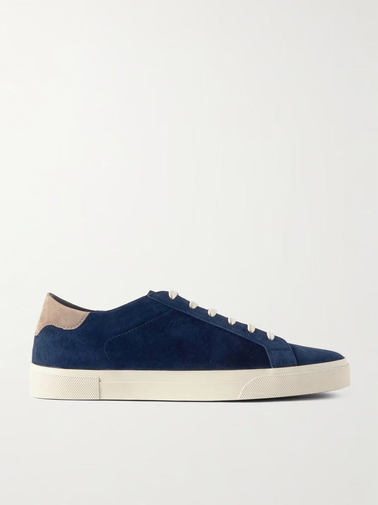 Brunello Cucinelli Navy Vulky Suede Luxury Designer Sneakers at Volonka