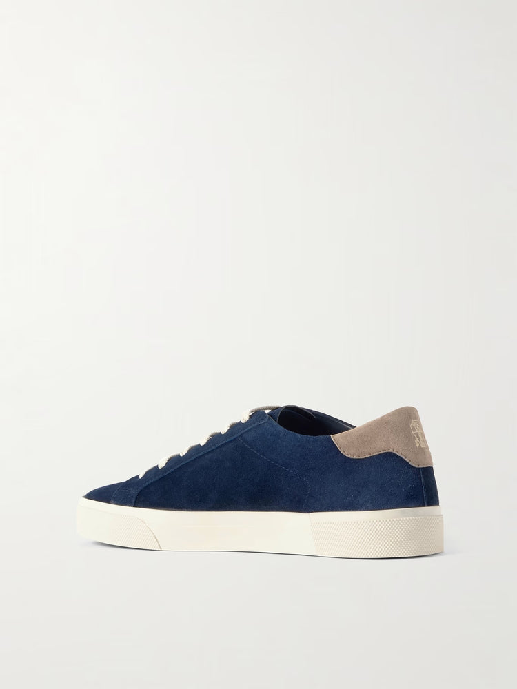 Brunello Cucinelli Navy Vulky Suede Luxury Designer Sneakers at Volonka