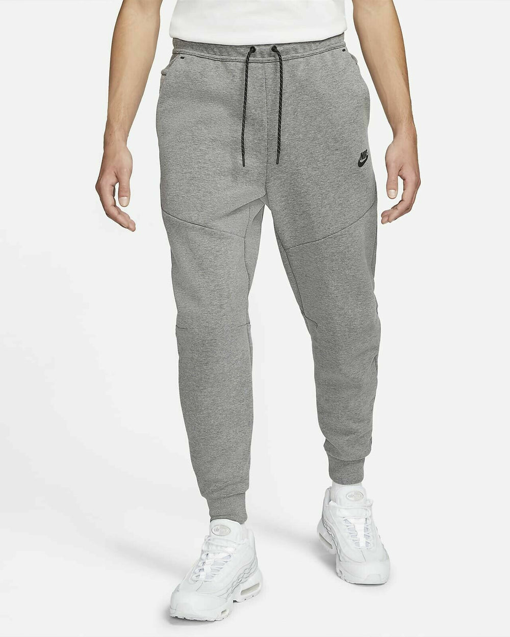 Nike Sportswear Tech Fleece Hoodie & Joggers Set White Gray displayed on a light background.