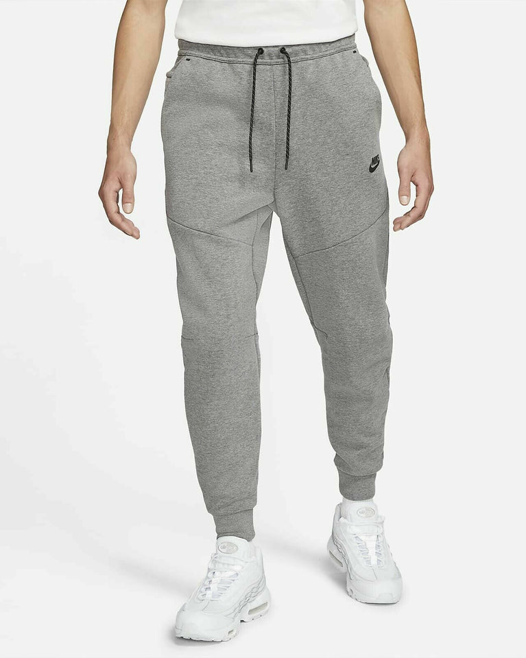 Nike Sportswear Tech Fleece Hoodie & Joggers Set White Gray displayed on a light background.